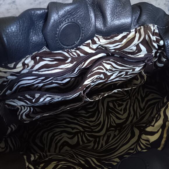 VTG Brighton Dark Gray Stud Leather Shoulder Hobo Bag W/Big Side Charm E736182 - Picture 10 of 12